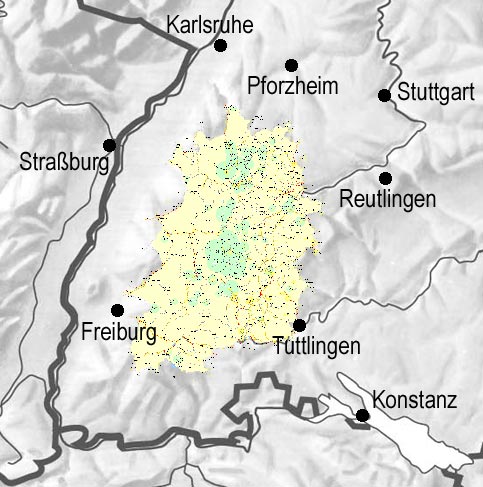 Der Südwesten Deutschlands - Herkunft meiner Vorfahren (Klick für Detailansicht)